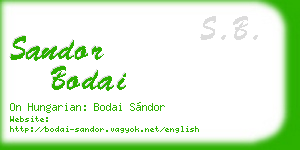 sandor bodai business card